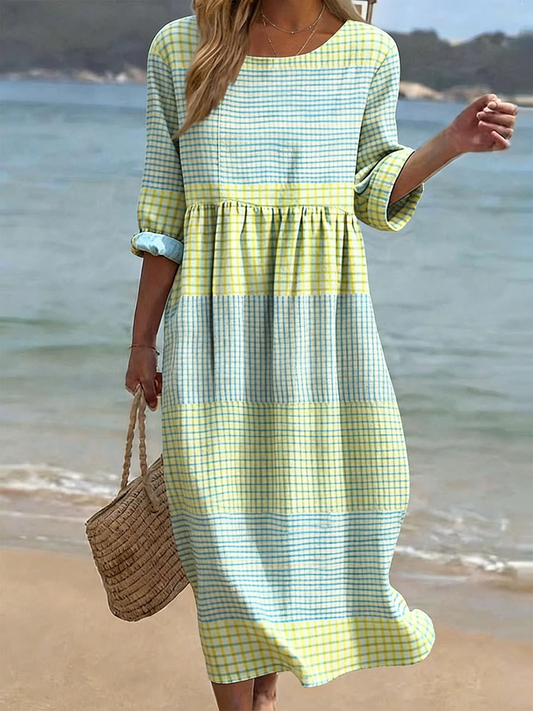 Elegantes Damen Kleid mit Halben Ärmeln – Stilvolles Sommerkleid für Warme Tage 0