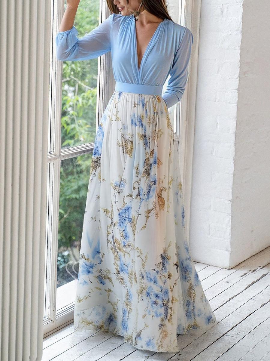Elegantes Damen Maxikleid mit Blumendruck für Sommer und Freizeit 2