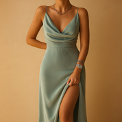 Elegantes Damen Maxikleid mit V-Ausschnitt für Hochzeit und Sommer 0