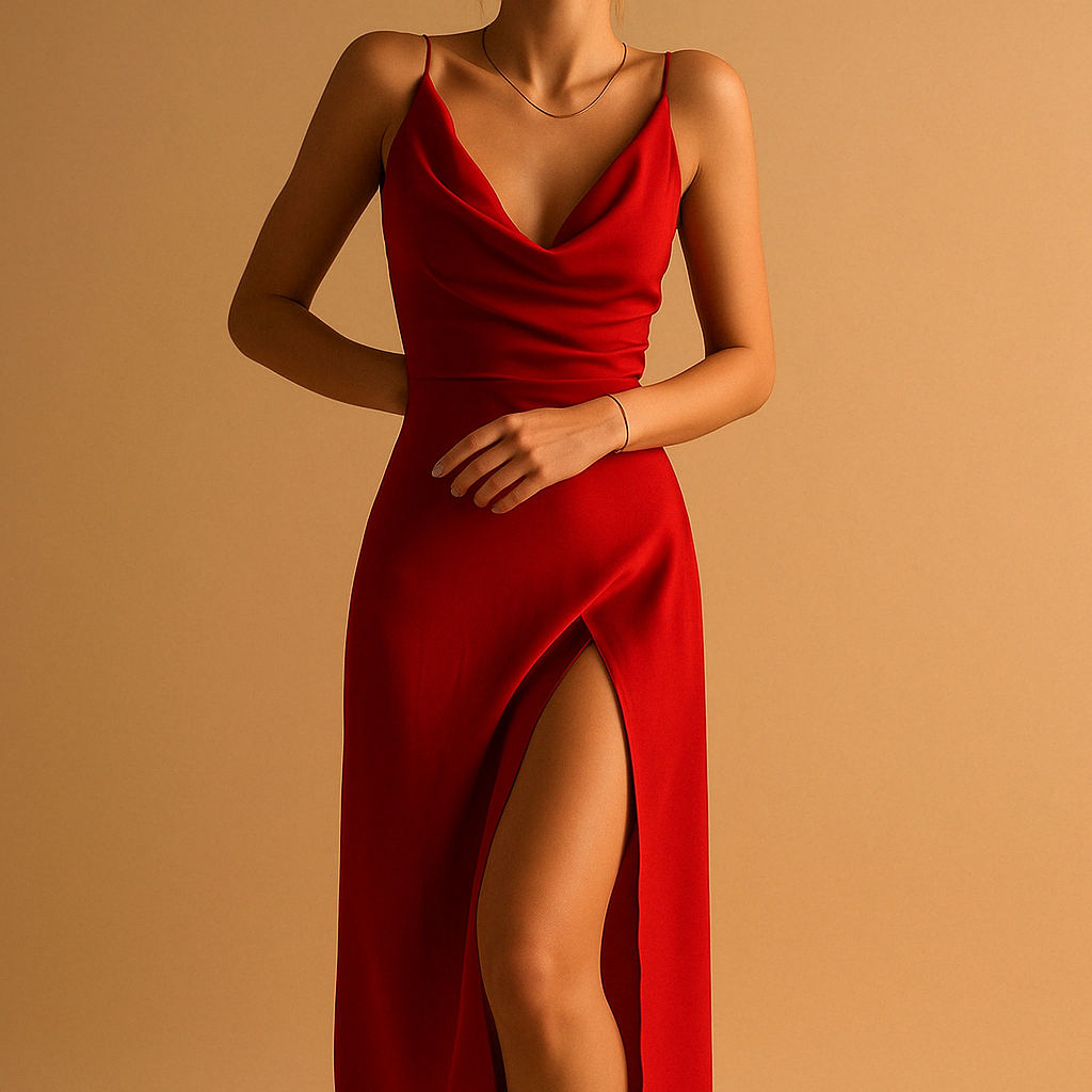 Elegantes Damen Maxikleid mit V-Ausschnitt für Hochzeit und Sommer 2