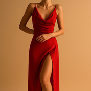 Elegantes Damen Maxikleid mit V-Ausschnitt für Hochzeit und Sommer 2