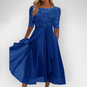 Elegantes Damen Midikleid A-Linie Sommerkleid für Hochzeiten und Partys 4