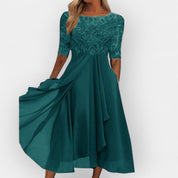Elegantes Damen Midikleid A-Linie Sommerkleid für Hochzeiten und Partys 7