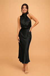 Elegantes Damen Midikleid One-Shoulder Asymmetrisch für Gala und Abend 0