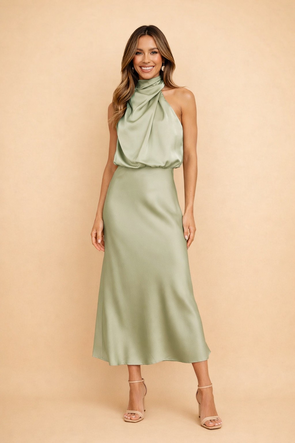 Elegantes Damen Midikleid One-Shoulder Asymmetrisch für Gala und Abend 2