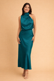 Elegantes Damen Midikleid One-Shoulder Asymmetrisch für Gala und Abend 4