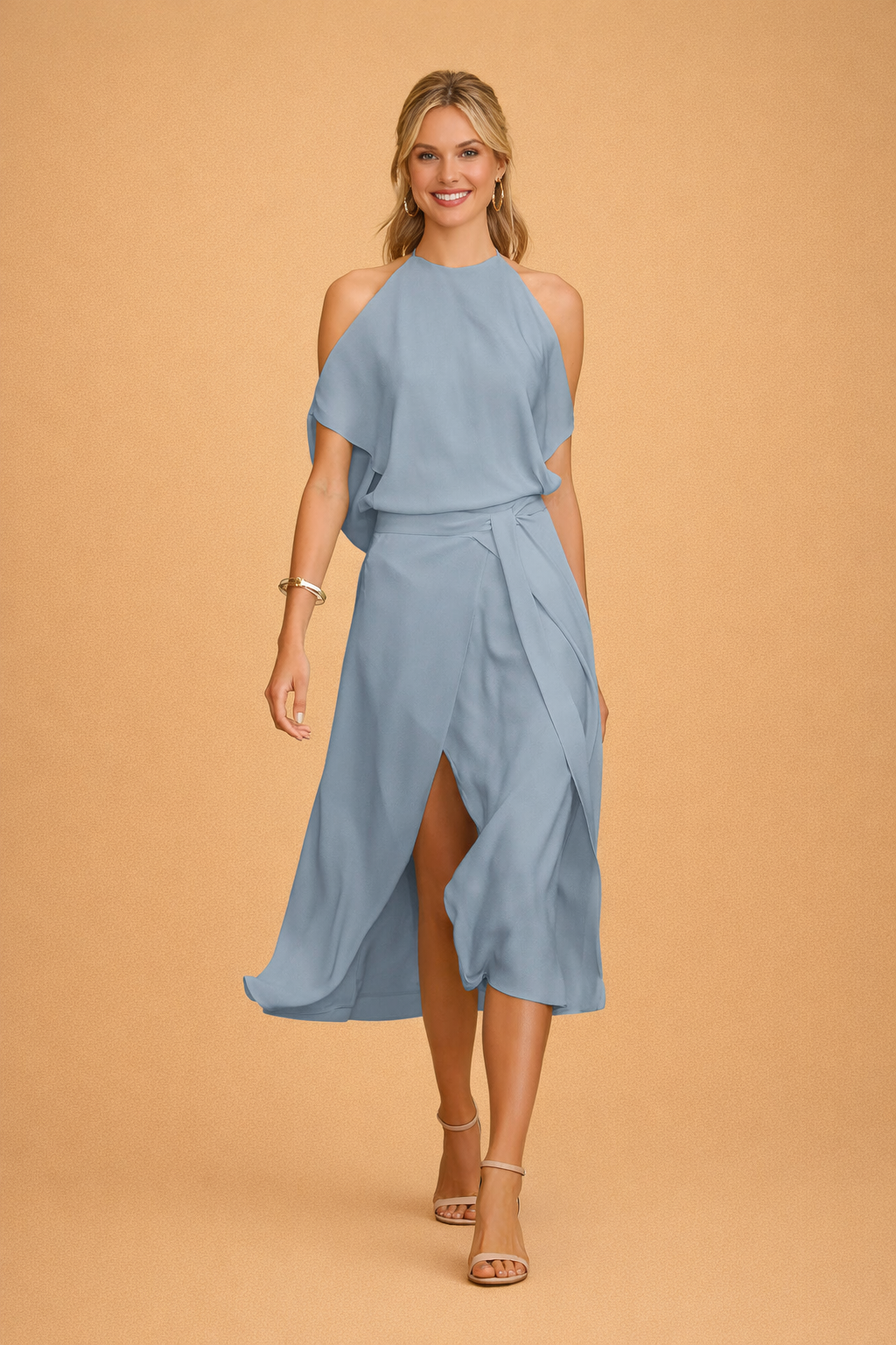 Elegantes Damen Midikleid mit Off-Shoulder Design für Alltag und Fest 0