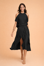 Elegantes Damen Midikleid mit Off-Shoulder Design für Alltag und Fest 1