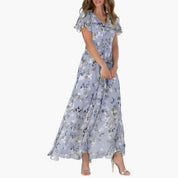 Elegantes Damen Midikleid mit Rundhalsausschnitt für Sommer und festliche Anlässe 1