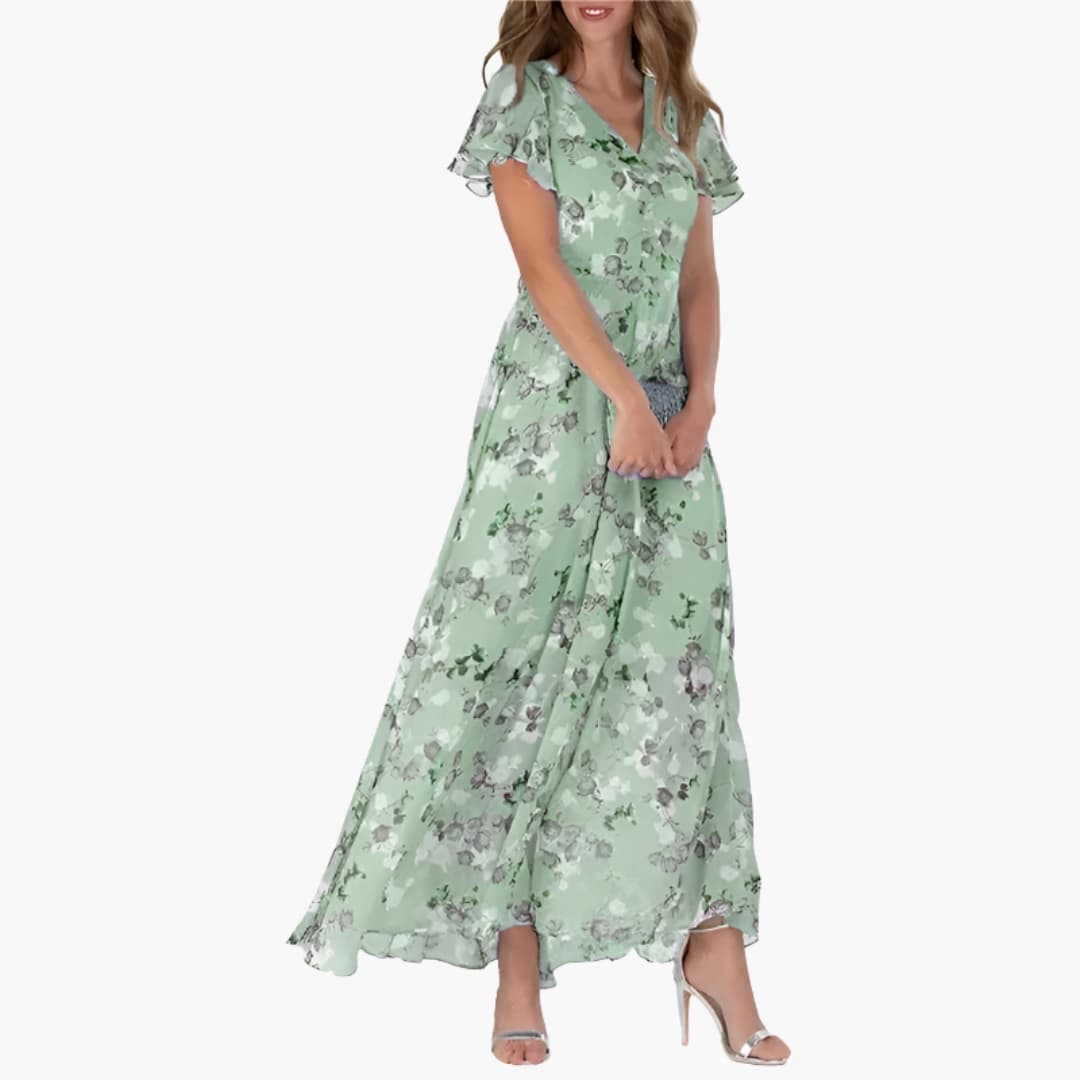 Elegantes Damen Midikleid mit Rundhalsausschnitt für Sommer und festliche Anlässe 2