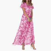 Elegantes Damen Midikleid mit Rundhalsausschnitt für Sommer und festliche Anlässe 3