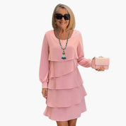 Elegantes Damen Sommerkleid mit langen Ärmeln und Rundhalsausschnitt für warme Tage 2