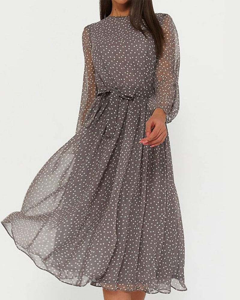 Elegantes Damenkleid mit A-Linie und langen Ärmeln für den Alltag 0