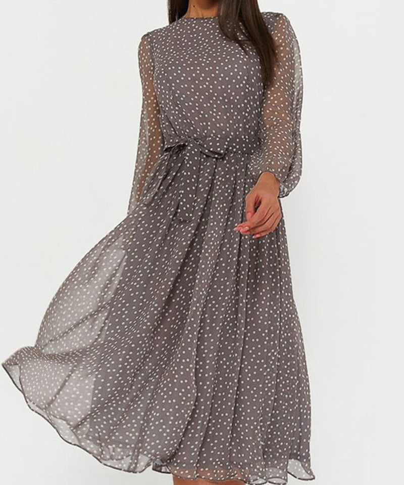 Elegantes Damenkleid mit A-Linie und langen Ärmeln für den Alltag 0