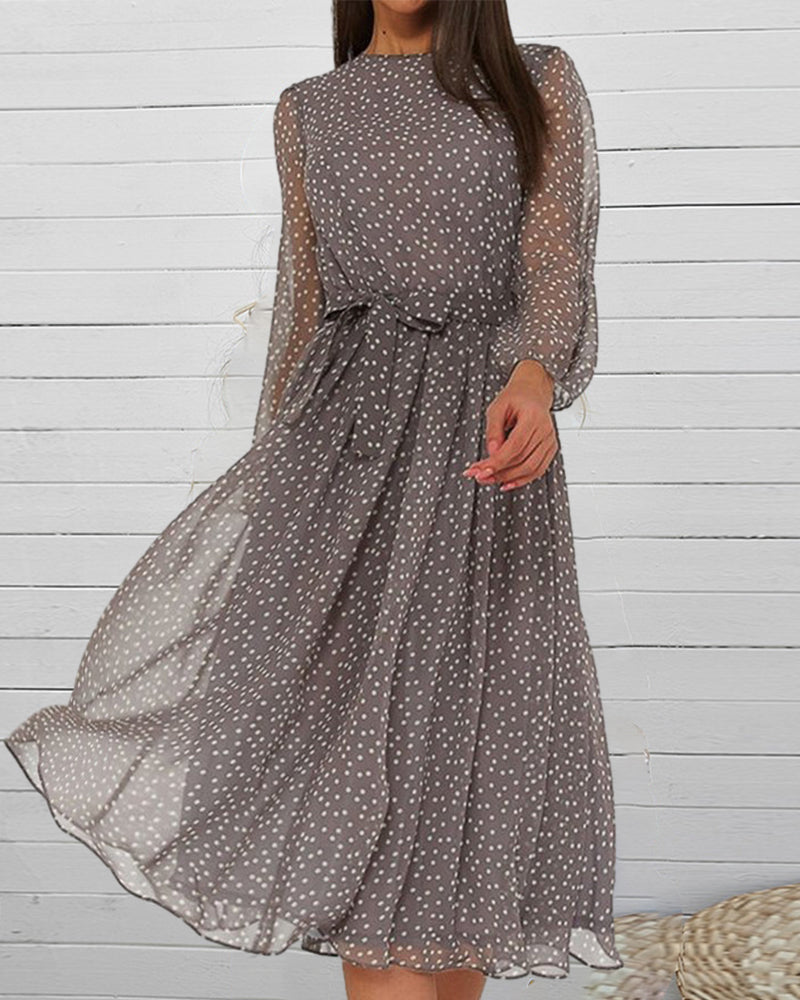 Elegantes Damenkleid mit A-Linie und langen Ärmeln für den Alltag 1
