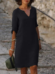 Elegantes Damenkleid mit V-Ausschnitt für vielseitige Anlässe und zeitlosen Stil 0