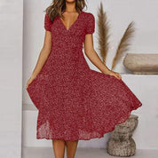 Elegantes Kleid Damen A-Linie mit V-Ausschnitt – Festliche Kleider für Frühling und Sommer 1