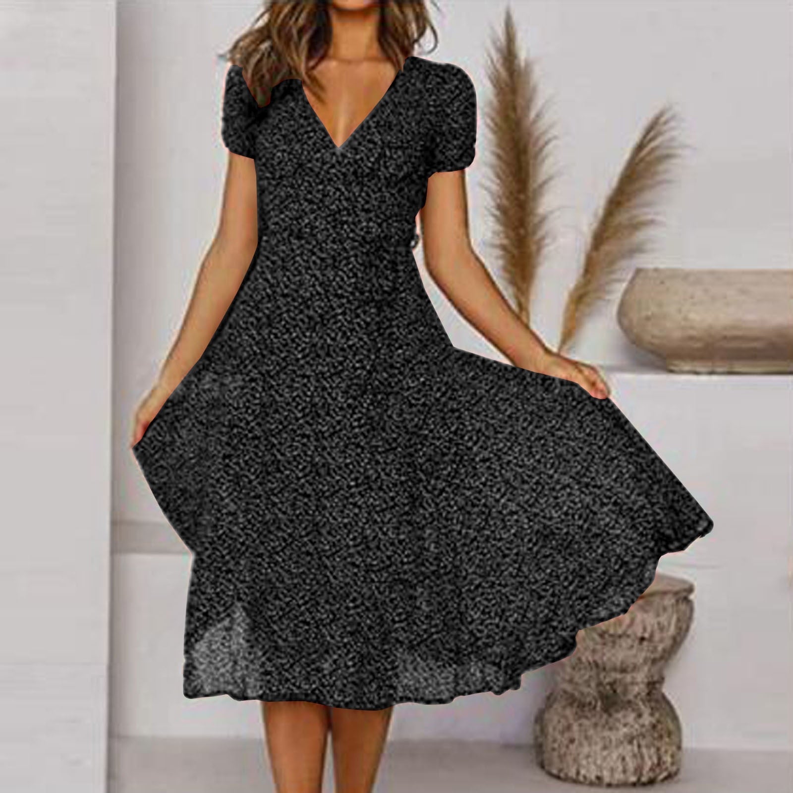 Elegantes Kleid Damen A-Linie mit V-Ausschnitt – Festliche Kleider für Frühling und Sommer 3