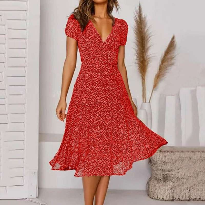 Elegantes Kleid Damen A-Linie mit V-Ausschnitt – Festliche Kleider für Frühling und Sommer 5