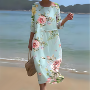 Elegantes Kleid Damen mit Blumendruck für Festliche Anlässe | Sommerliche Elegante Kleider Damen 0