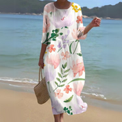 Elegantes Kleid Damen mit Blumendruck für Festliche Anlässe | Sommerliche Elegante Kleider Damen 2
