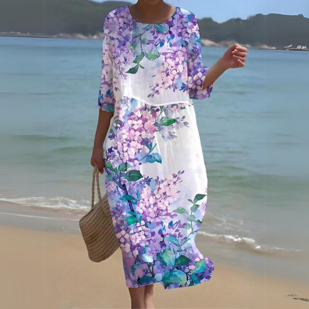 Elegantes Kleid Damen mit Blumendruck für Festliche Anlässe | Sommerliche Elegante Kleider Damen 5