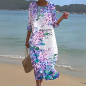 Elegantes Kleid Damen mit Blumendruck für Festliche Anlässe | Sommerliche Elegante Kleider Damen 5