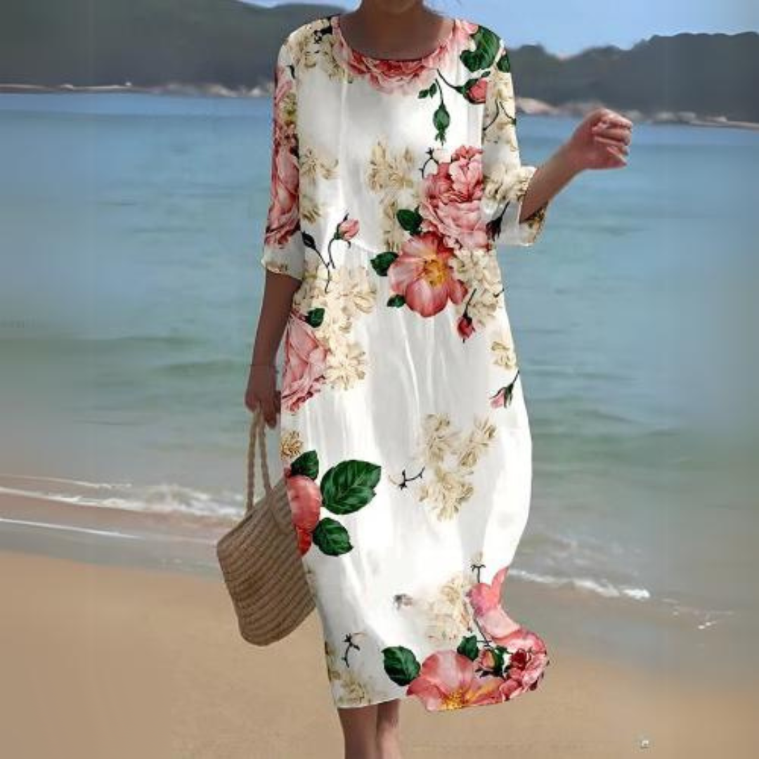 Elegantes Kleid Damen mit Blumendruck für Festliche Anlässe | Sommerliche Elegante Kleider Damen 8