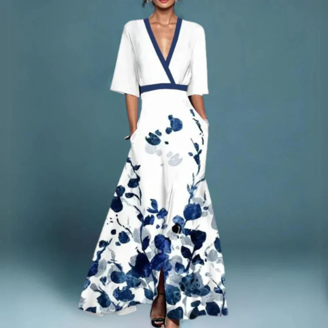 Elegantes Maxikleid Mit Blumenmuster – Sommer Kleider Lang Für Gartenpartys Und Events 1