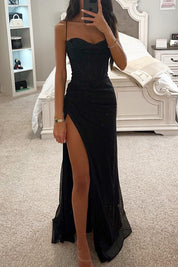 Elegantes Maxikleid mit Pailletten für Damen, lang, schmale Passform, festliches Abendkleid für Sommerfeiern 0