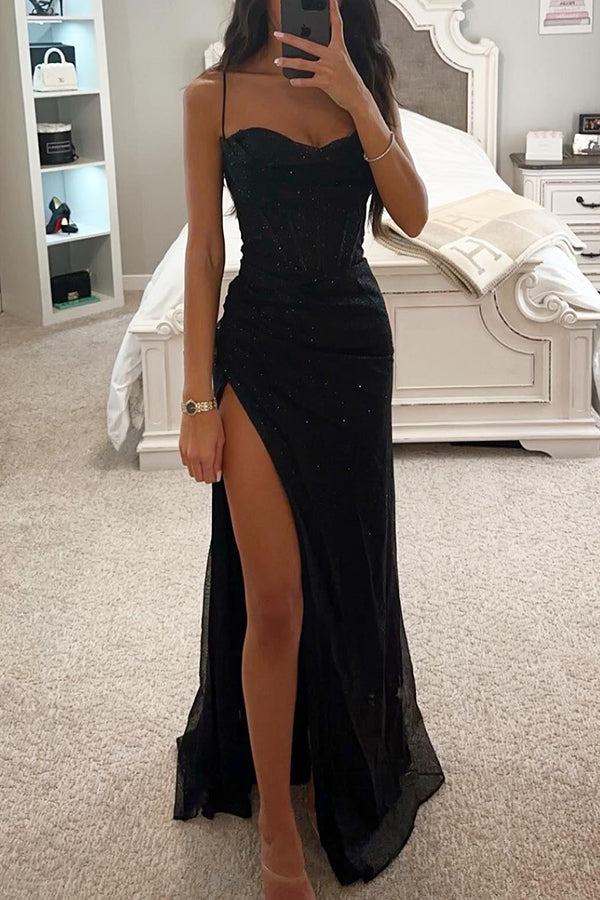 Elegantes Maxikleid mit Pailletten für Damen, lang, schmale Passform, festliches Abendkleid für Sommerfeiern 0