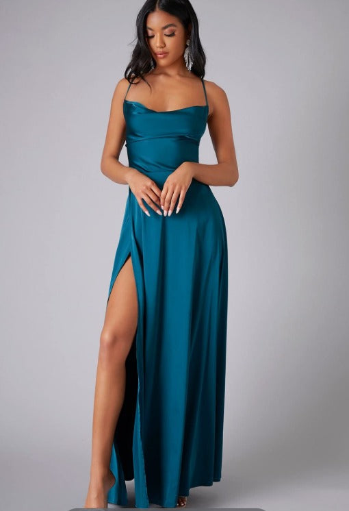 Elegantes Maxikleid mit Schlitz für Damen Sommer Hochzeitskleid Figurbetont 10