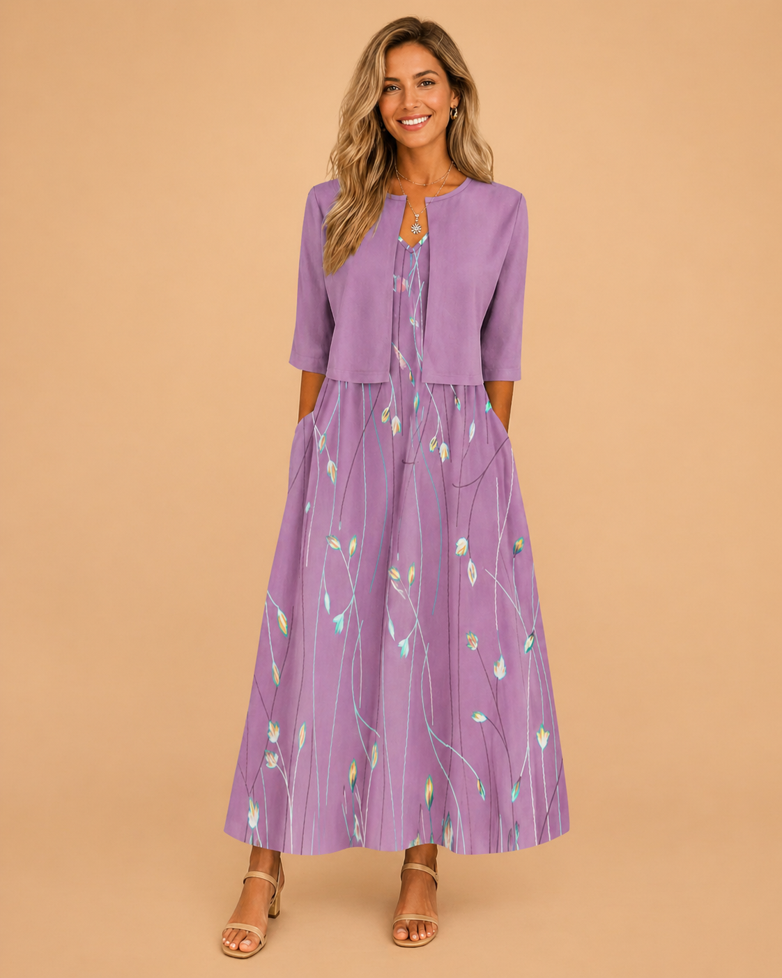 Elegantes Midi-Blumenkleid für Damen Sommerkleid mit Komfort und Stil 1