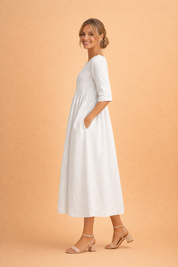 Elegantes Midi-Kleid Damen – Vielseitiges Sommerkleid für Freizeit und Gartenparty in Schwarz, Weiß oder Hellblau 7
