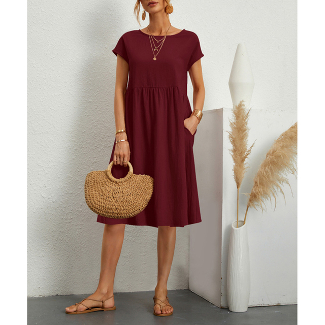 Elegantes Midikleid Damen Sommerkleid mit Fließender Linie für Stil und Komfort 2