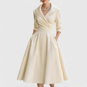 Elegantes Midikleid für Frauen – Femininer V-Ausschnitt, 3/4-Ärmel, zeitloser Stil 4