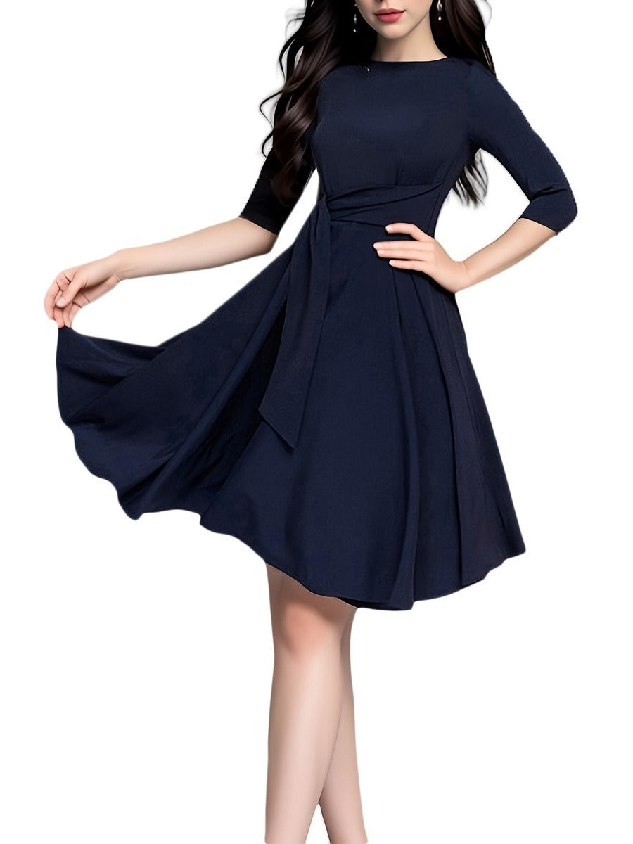 Elegantes Midikleid mit Schleife für Damen – Stilvolles Abend- und Businesskleid 0