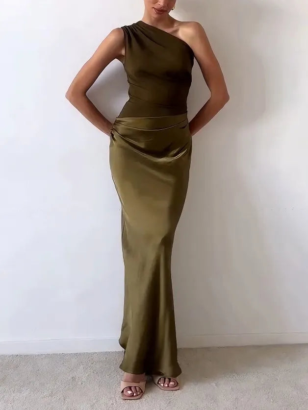 Elegantes Plissiertes Maxikleid Mit One-Shoulder-Ausschnitt – Sommer Maxikleider Für Besondere Anlässe Und Lange Kleider 7