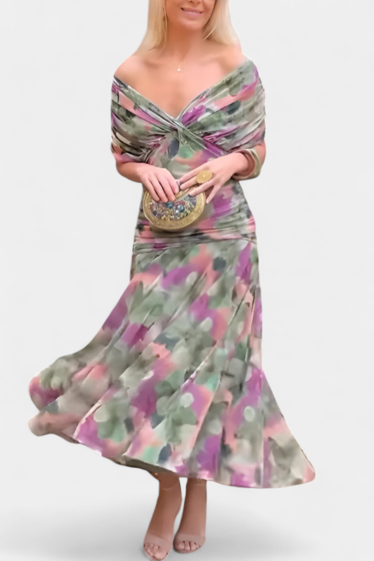 Elegantes Sommerkleid für Frauen mit V-Ausschnitt und Blumenmuster 4