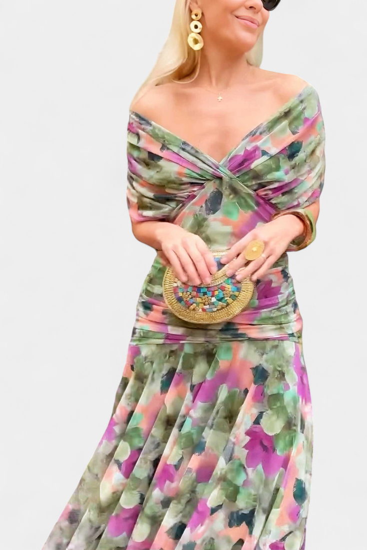 Elegantes Sommerkleid für Frauen mit V-Ausschnitt und Blumenmuster 5