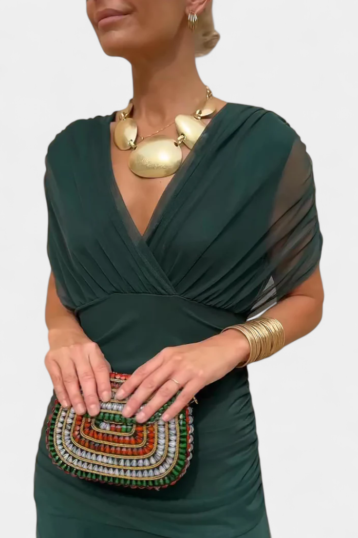 Elegantes Sommerkleid für Frauen mit V-Ausschnitt und Blumenmuster 9