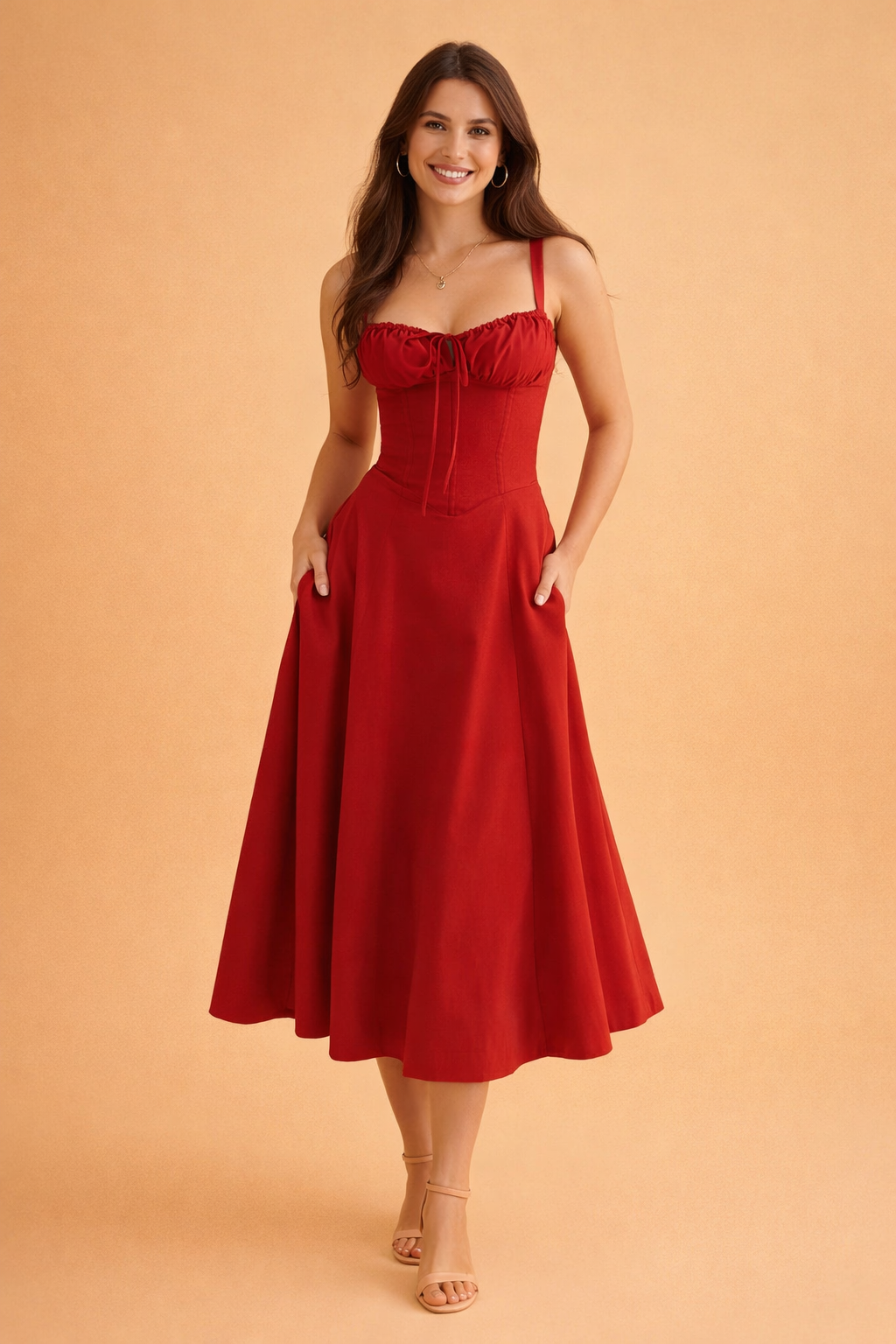 Elegantes Taillenkleid mit Korsett-Stil und verstellbarer Schnürung für Damen 5