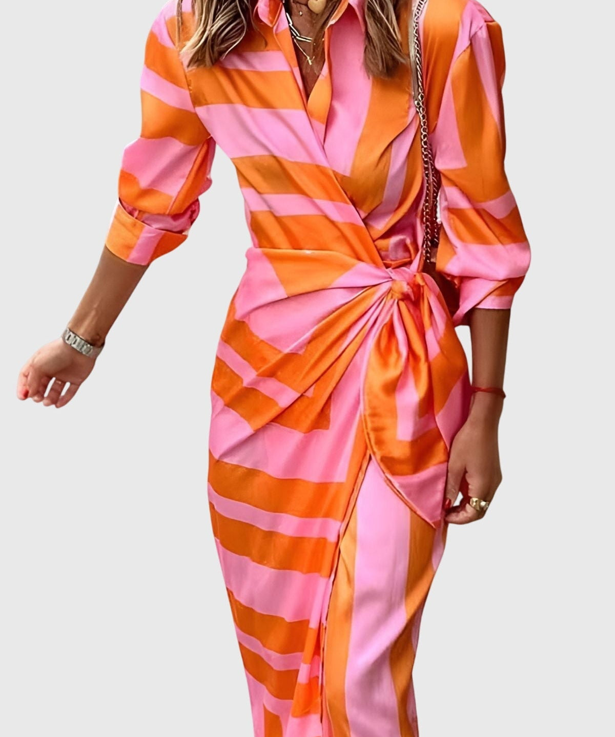Elegantes Wickelkleid für Frauen – Stilvolles Sommerkleid mit modernem Druck 0