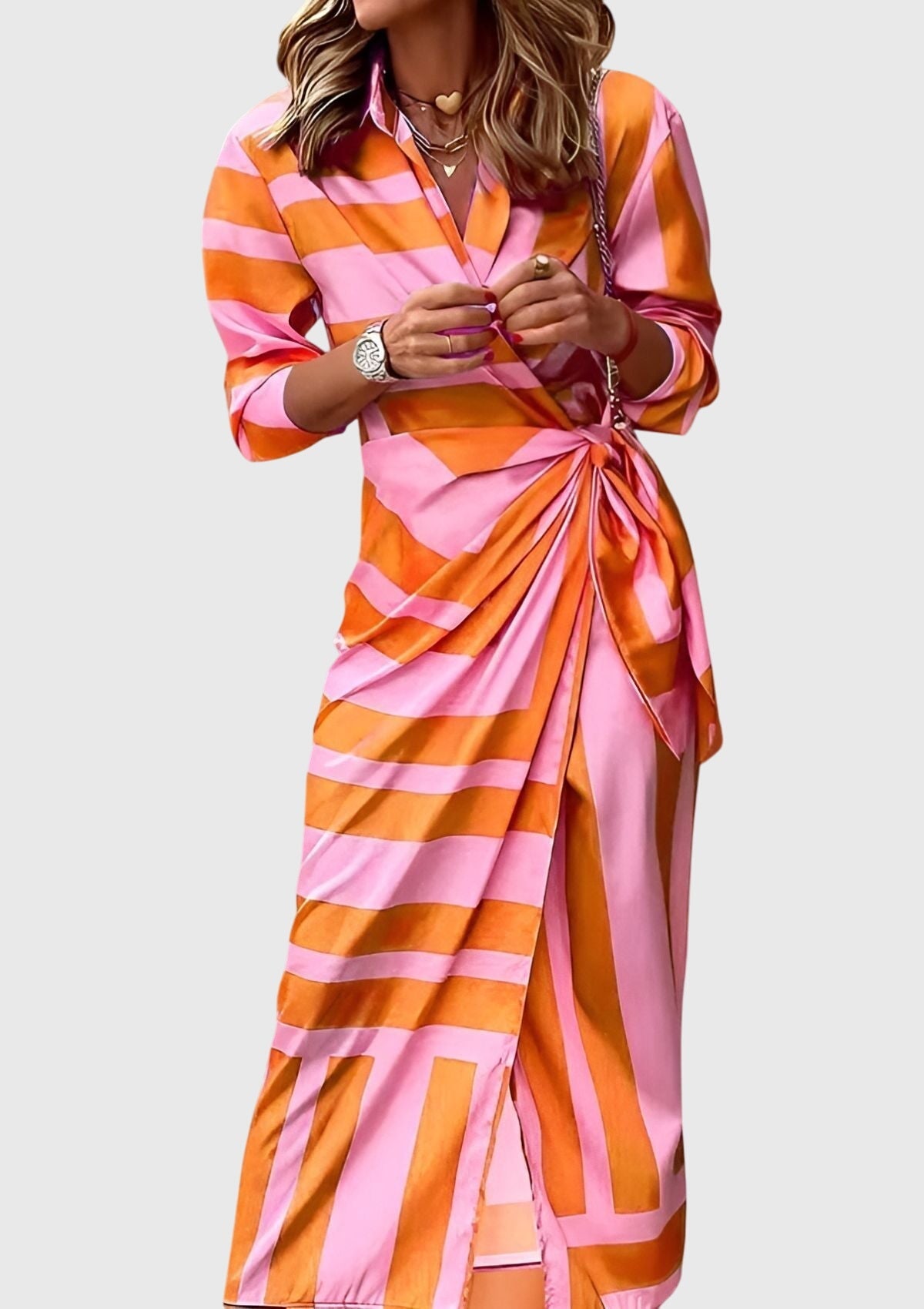 Elegantes Wickelkleid für Frauen – Stilvolles Sommerkleid mit modernem Druck 2