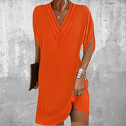 Elegantes bauchbedeckendes Kleid für Frauen - Sommerkleid mit V-Ausschnitt 4