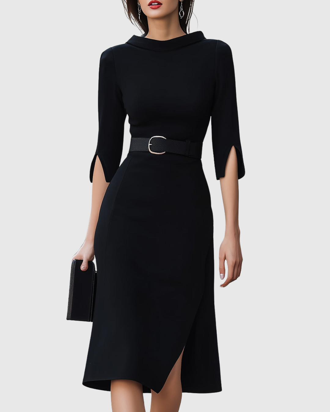 Elegantes schwarzes Midi-Kleid für Frauen – Zeitlose Raffinesse für jeden Anlass 0