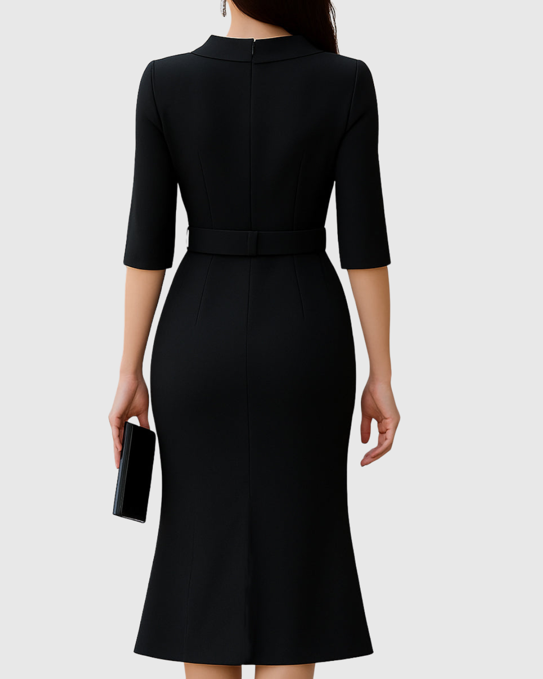 Elegantes schwarzes Midi-Kleid für Frauen – Zeitlose Raffinesse für jeden Anlass 1