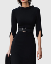 Elegantes schwarzes Midi-Kleid für Frauen – Zeitlose Raffinesse für jeden Anlass 2
