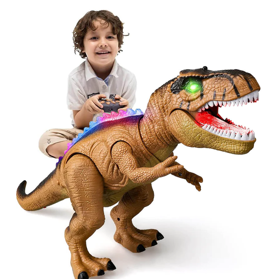 Elektrisch ferngesteuerter Dinosaurier – Realistisches, laufendes und brüllendes Dino-Spielzeug mit LED-Beleuchtung 0