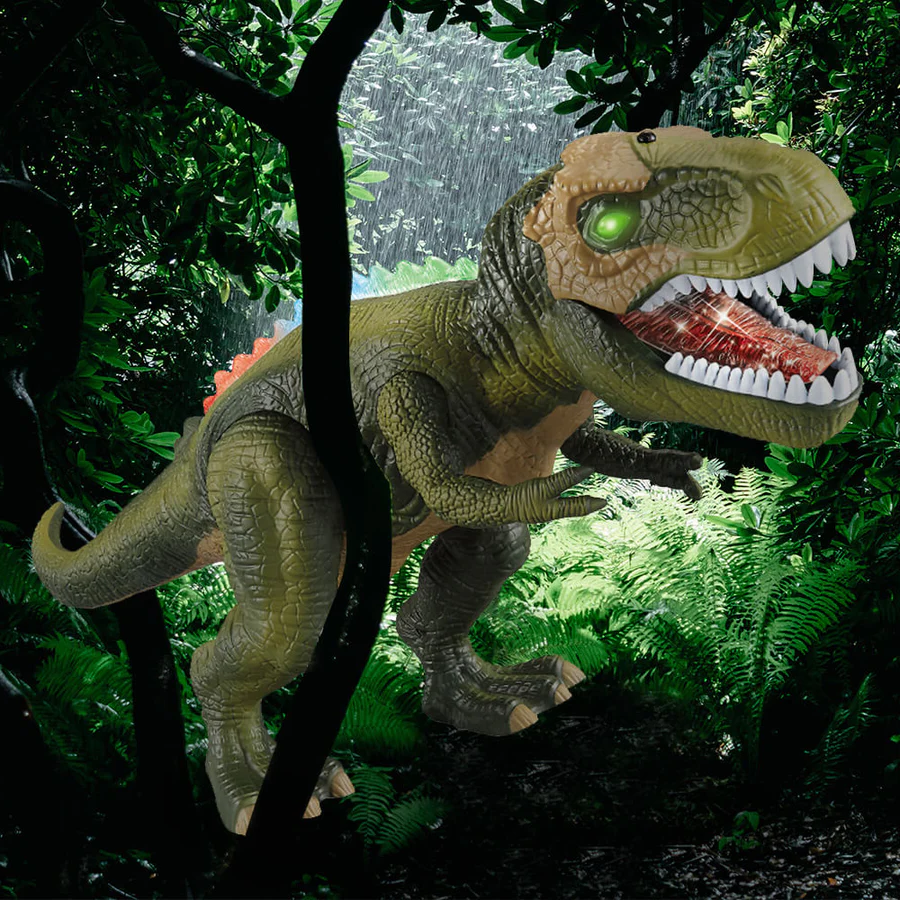 Elektrisch ferngesteuerter Dinosaurier – Realistisches, laufendes und brüllendes Dino-Spielzeug mit LED-Beleuchtung 5